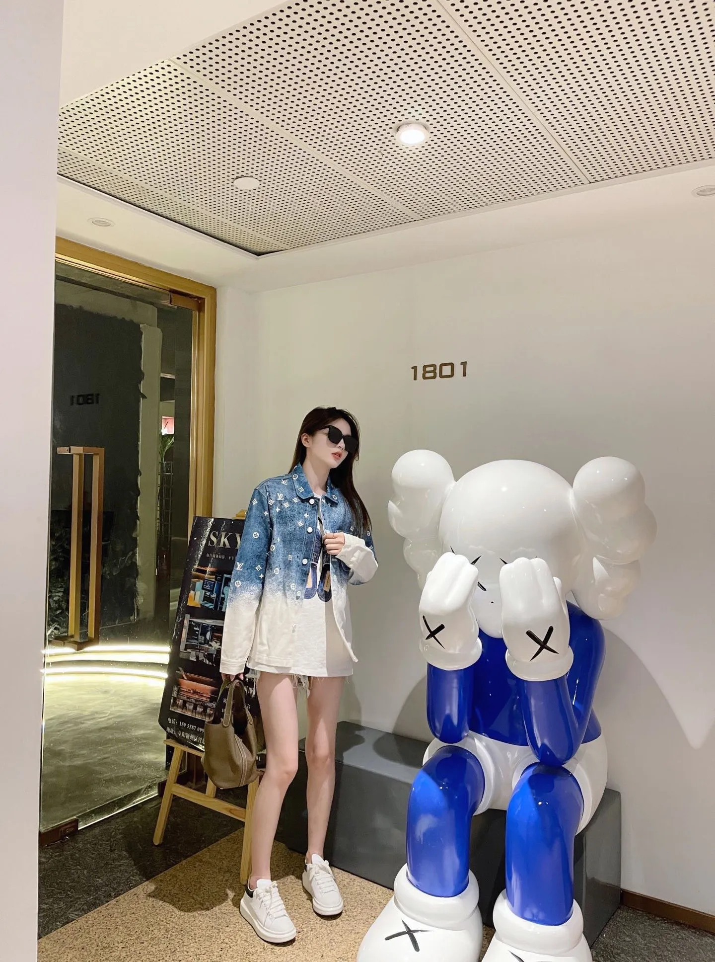 Louis Vuitton/Louis Vuitton Starry Sky Rendering Old Floral Gradient Denim Shirt Jacket